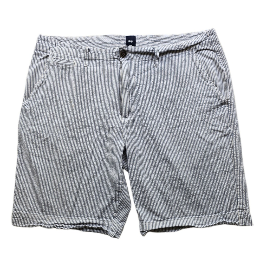 Gap Seersucker Shorts Mens‎ 36 Blue White Striped Cotton Casual Summer Classic